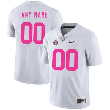 Mens Alabama Crimson Tide White Customized 2017 Breast Cancer Awareness College Football Jersey